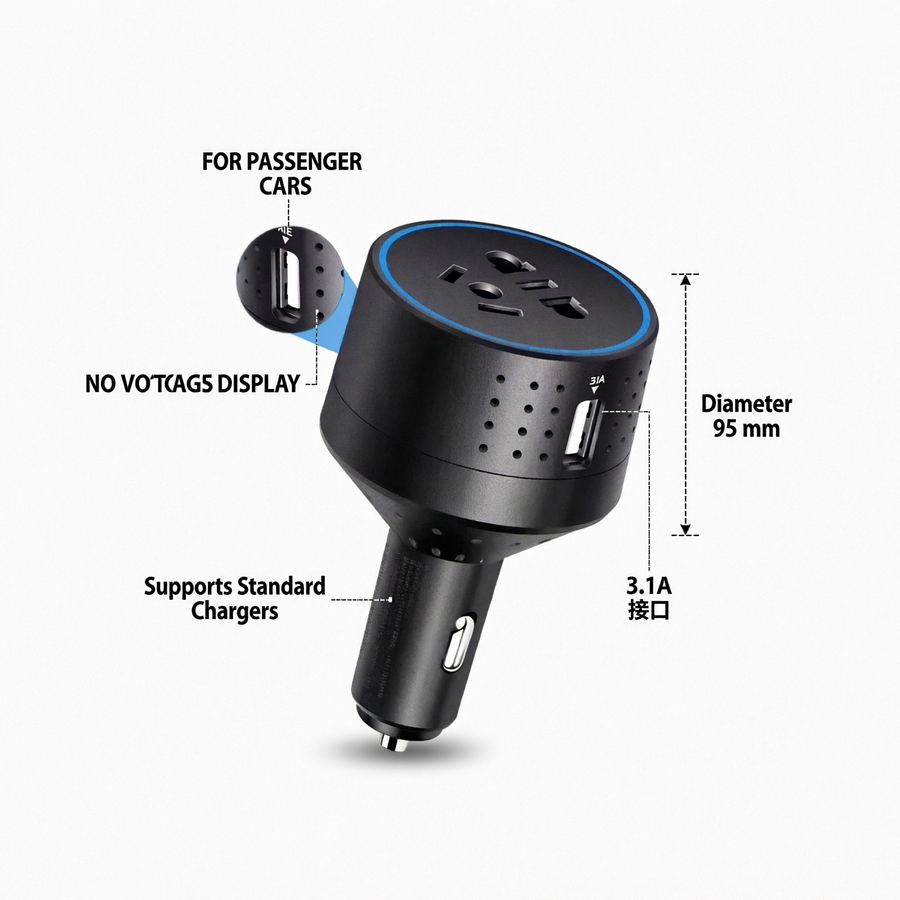 带220V交流电源插座的12V/24V多端口车载充电器 | SZX-W1688