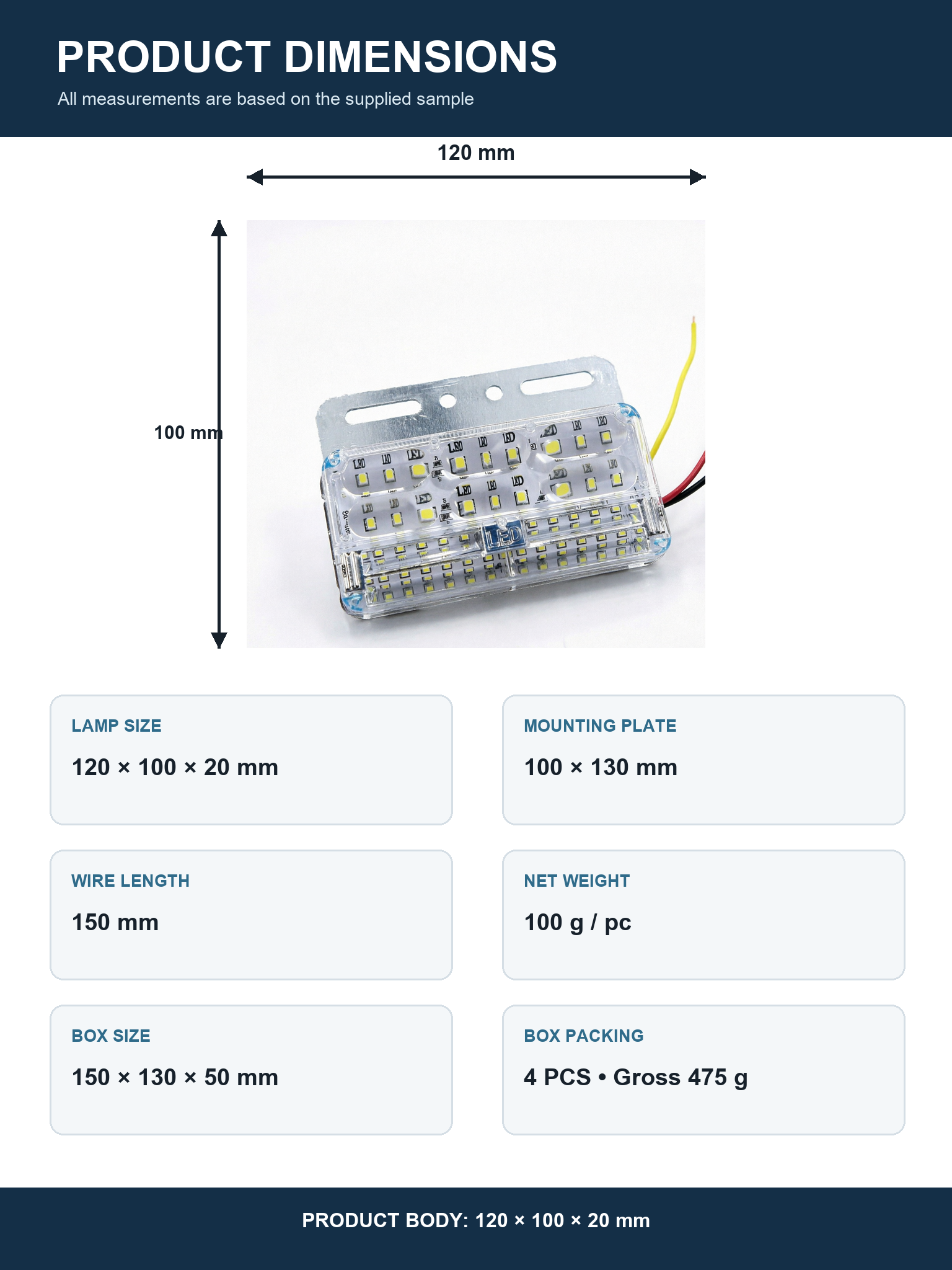 4-Pack 24V 70-LED Truck Ground Lights - White